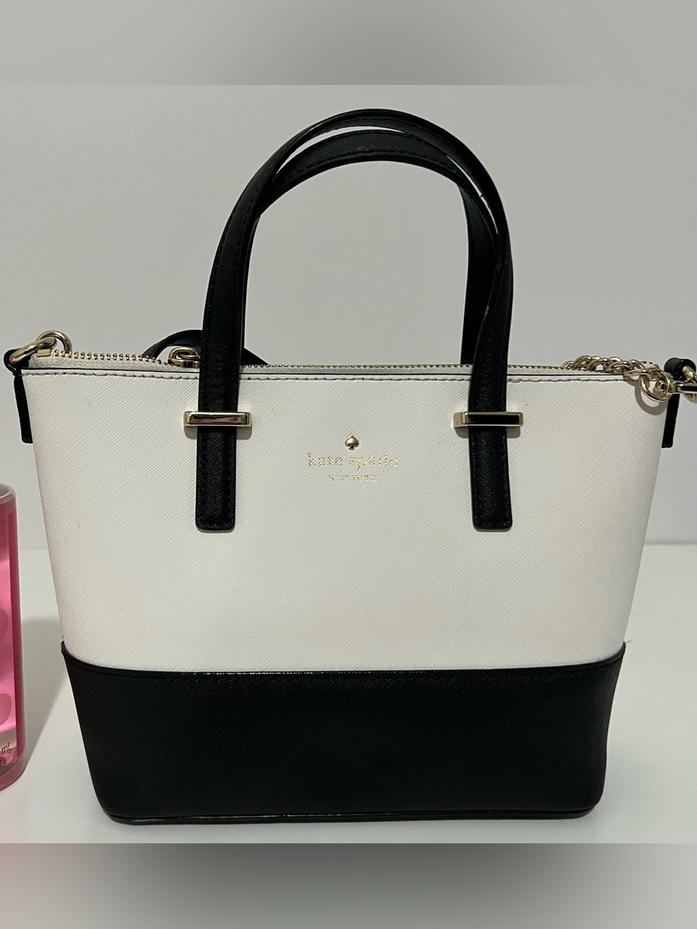 kate spade Black and White Two-Tone Saffiano Satchel